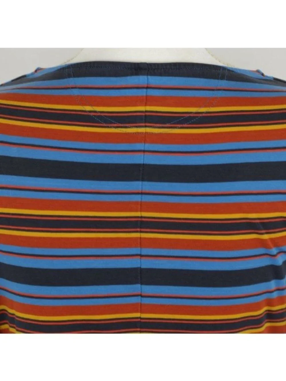 Patagonia Kamala Women's Medium Blue Orange Stripe Cowl Neck 3/4 Sleeve Dress